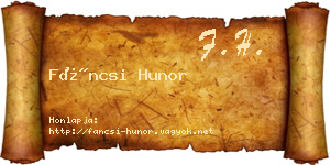 Fáncsi Hunor névjegykártya